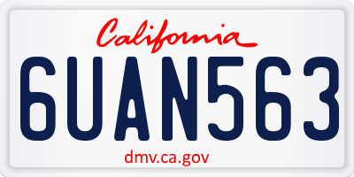 CA license plate 6UAN563