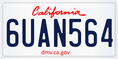 CA license plate 6UAN564
