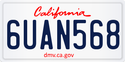 CA license plate 6UAN568