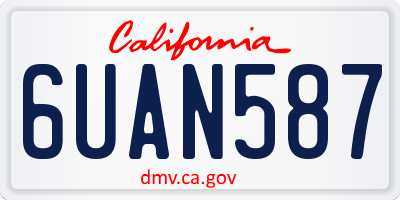 CA license plate 6UAN587