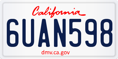 CA license plate 6UAN598
