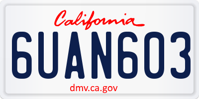 CA license plate 6UAN603