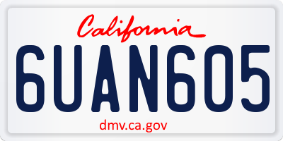 CA license plate 6UAN605