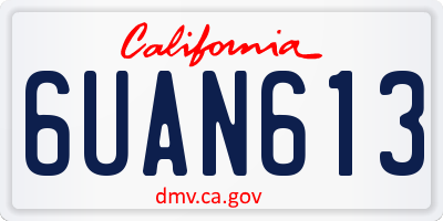 CA license plate 6UAN613