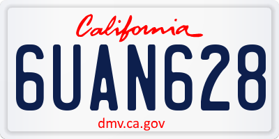 CA license plate 6UAN628