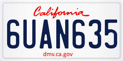 CA license plate 6UAN635