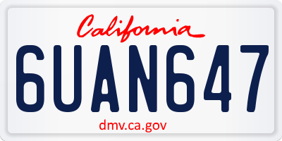 CA license plate 6UAN647
