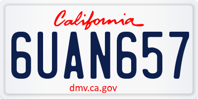 CA license plate 6UAN657