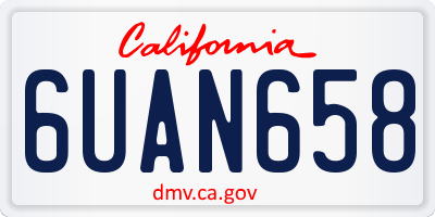 CA license plate 6UAN658
