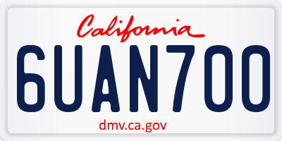 CA license plate 6UAN700
