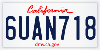 CA license plate 6UAN718