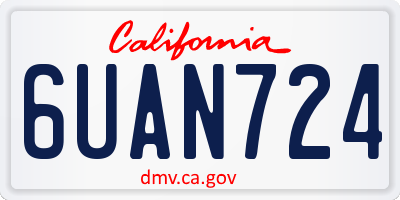CA license plate 6UAN724