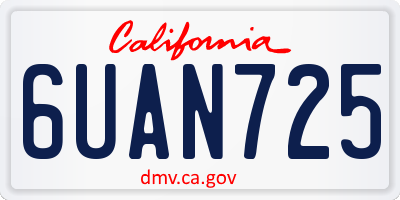 CA license plate 6UAN725