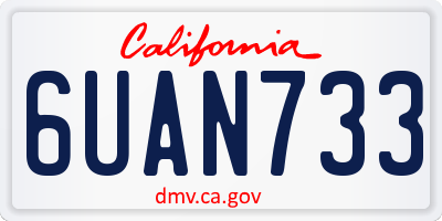 CA license plate 6UAN733