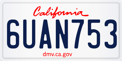 CA license plate 6UAN753