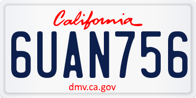 CA license plate 6UAN756