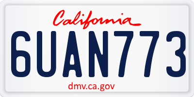 CA license plate 6UAN773