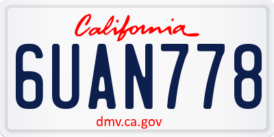 CA license plate 6UAN778