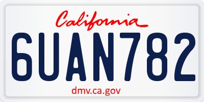 CA license plate 6UAN782