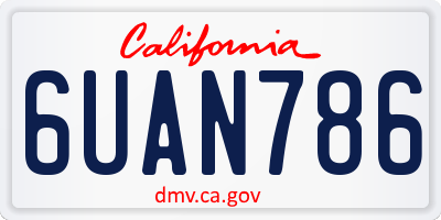 CA license plate 6UAN786