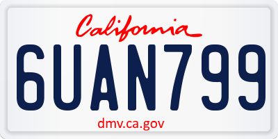 CA license plate 6UAN799