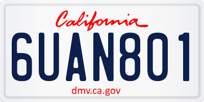CA license plate 6UAN801