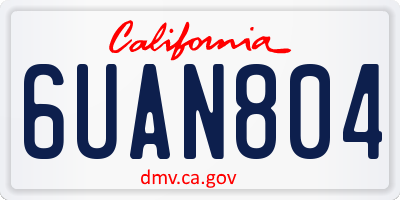 CA license plate 6UAN804