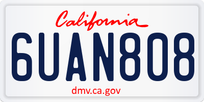 CA license plate 6UAN808
