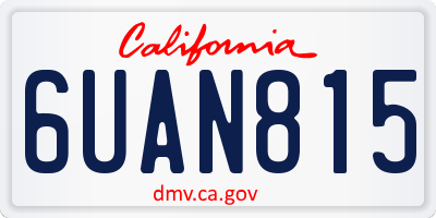 CA license plate 6UAN815