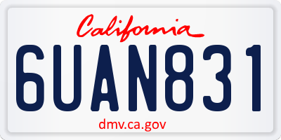CA license plate 6UAN831