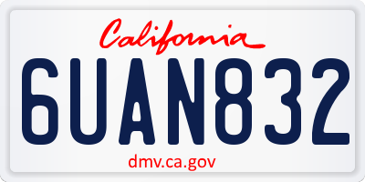 CA license plate 6UAN832