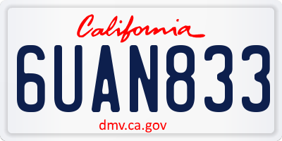 CA license plate 6UAN833