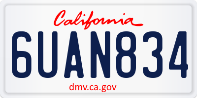 CA license plate 6UAN834