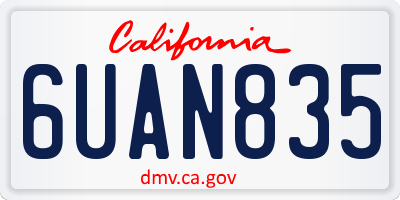 CA license plate 6UAN835