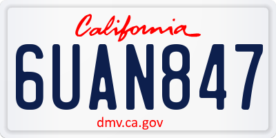 CA license plate 6UAN847