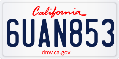 CA license plate 6UAN853