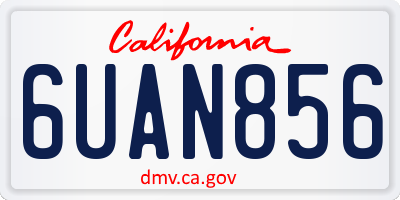CA license plate 6UAN856