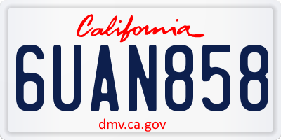 CA license plate 6UAN858