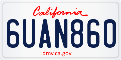CA license plate 6UAN860
