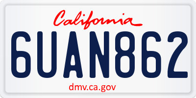 CA license plate 6UAN862