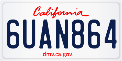 CA license plate 6UAN864