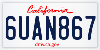 CA license plate 6UAN867