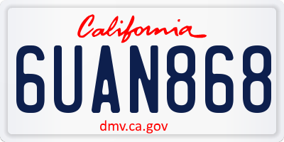 CA license plate 6UAN868