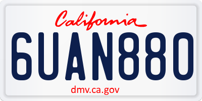 CA license plate 6UAN880