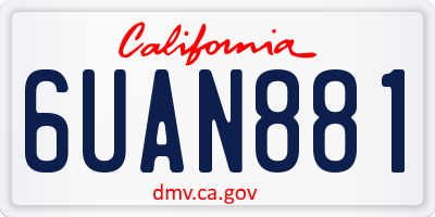 CA license plate 6UAN881
