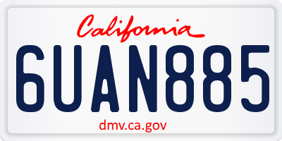 CA license plate 6UAN885