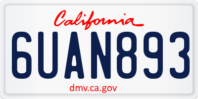 CA license plate 6UAN893