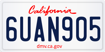 CA license plate 6UAN905