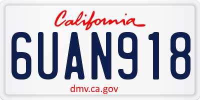 CA license plate 6UAN918