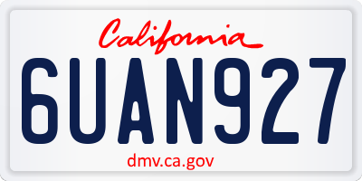 CA license plate 6UAN927